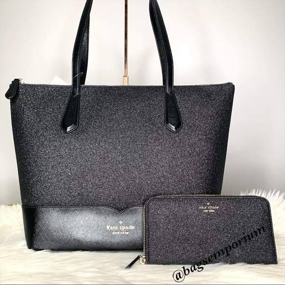 Kate Spade LG Glitter Tote / Wallet 3 piece set - Picture 9 of 16